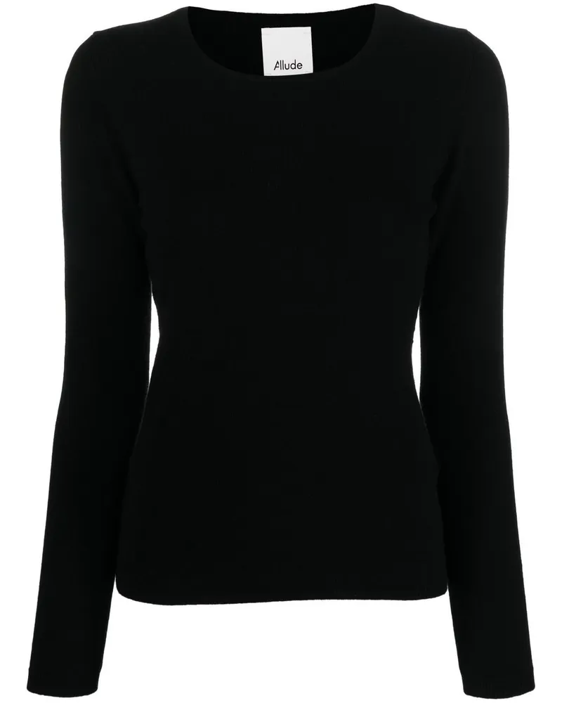 ALLUDE Kaschmirpullover mit Rundhalsausschnitt - Schwarz Schwarz