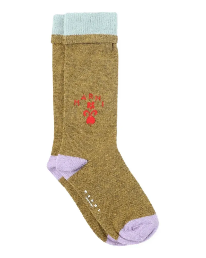 Marni logo-embroidered ribbed-trim socks - Grün Grün