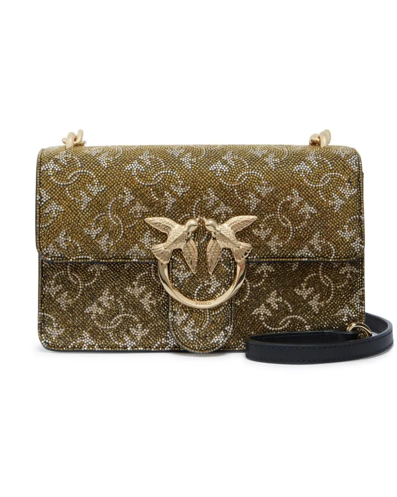 Pinko Mini Love Umhängetasche mit Verzierung - Gold Gold