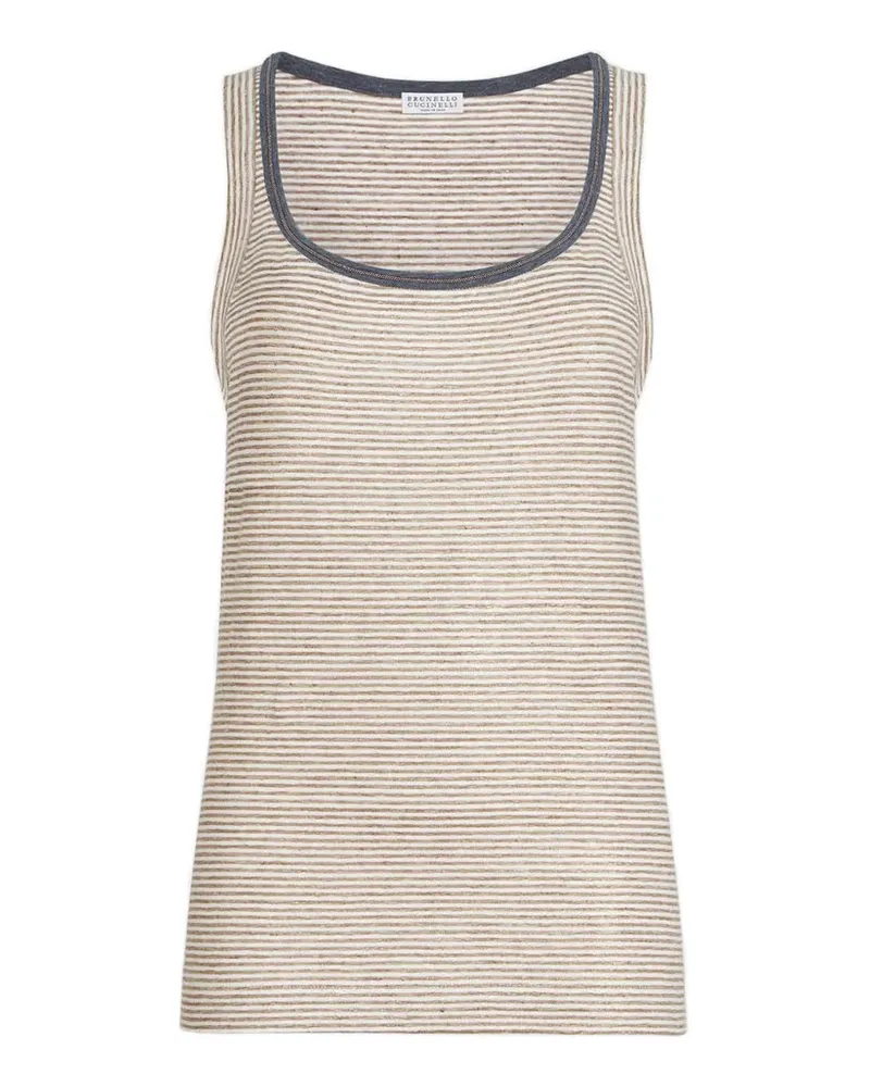 Brunello Cucinelli Gestreiftes Leinentop - Braun Braun