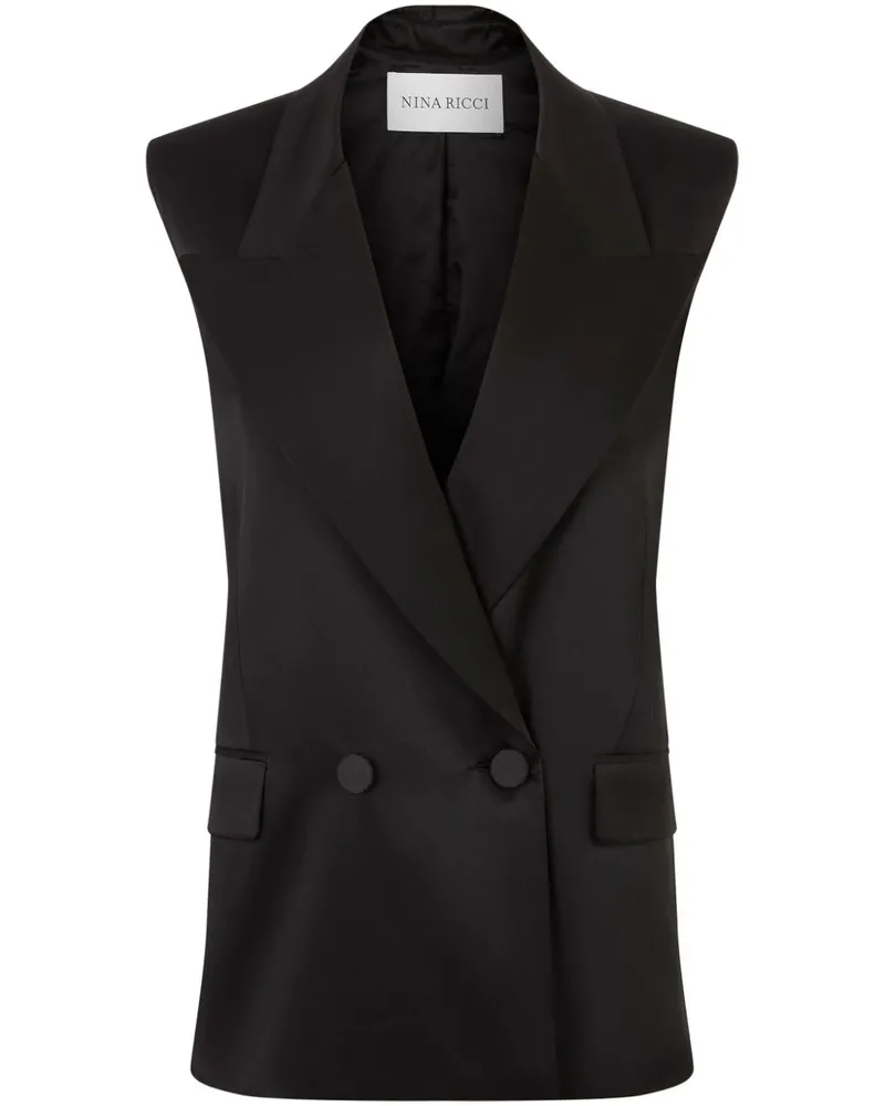 Nina Ricci Doppelreihiger Blazer aus Satin - Schwarz Schwarz