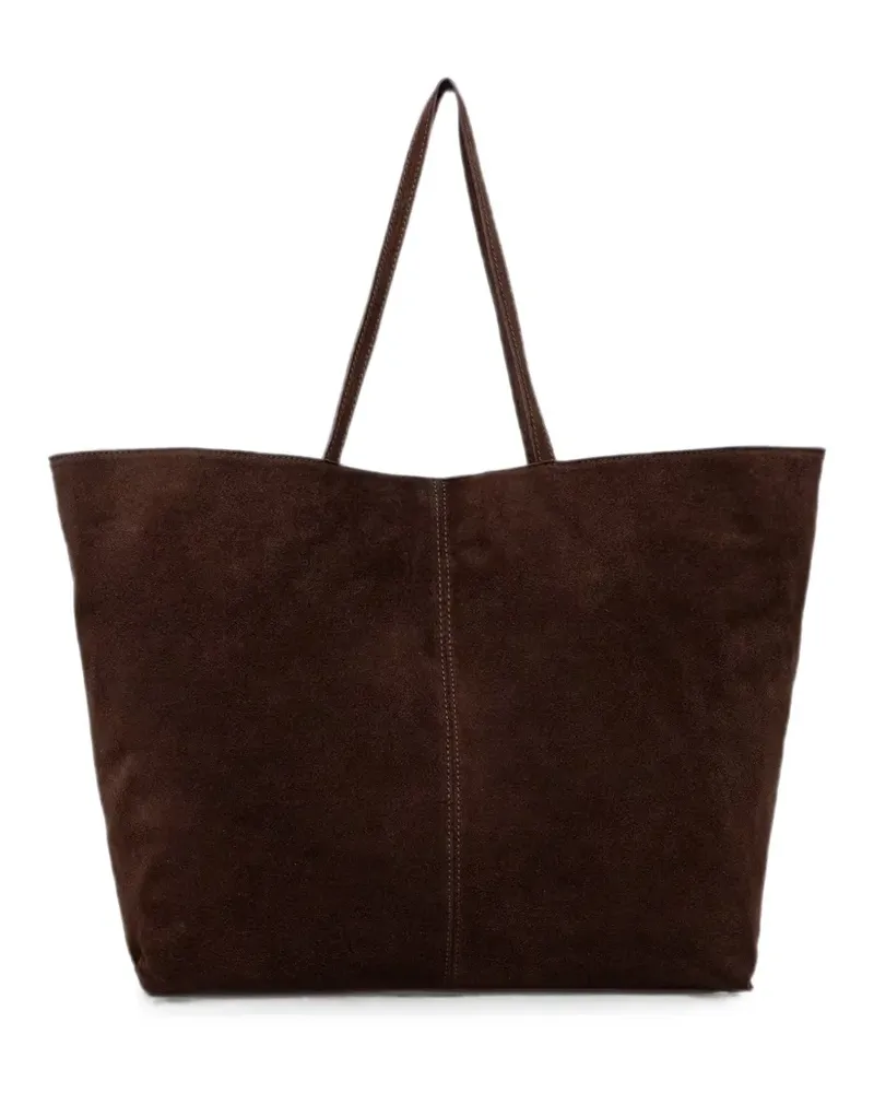 VICOLO large suede tonal-stitching tote bag - Braun Braun