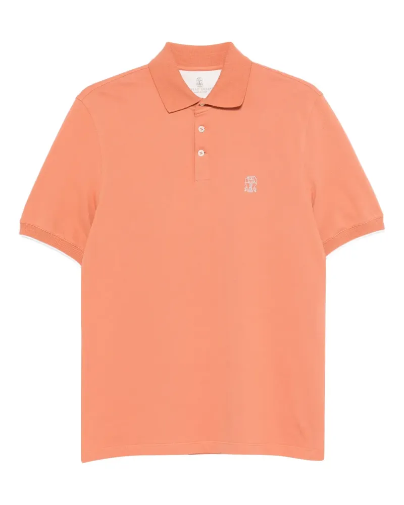 Brunello Cucinelli Poloshirt mit Logo - Orange Orange