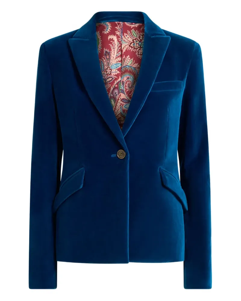Etro Einreihiges Sakko aus Samt - Blau Blau