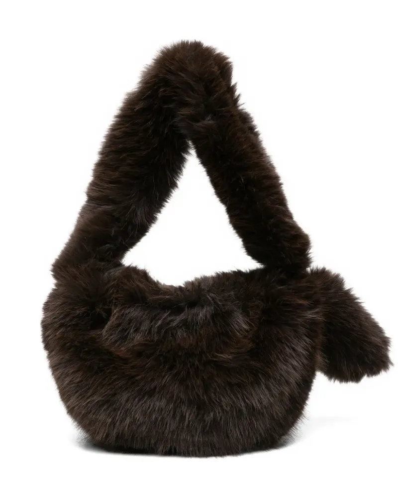 ALYSI Schultertasche mit Pelzbesatz - Braun Braun