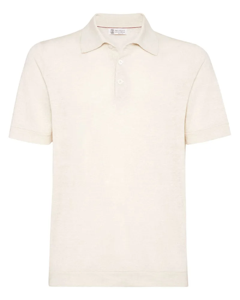 Brunello Cucinelli Poloshirt mit geripptem Kragen - Nude Nude