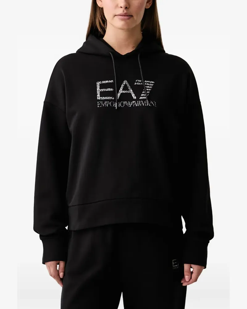 EA7 Hoodie mit Logo-Print - Schwarz Schwarz
