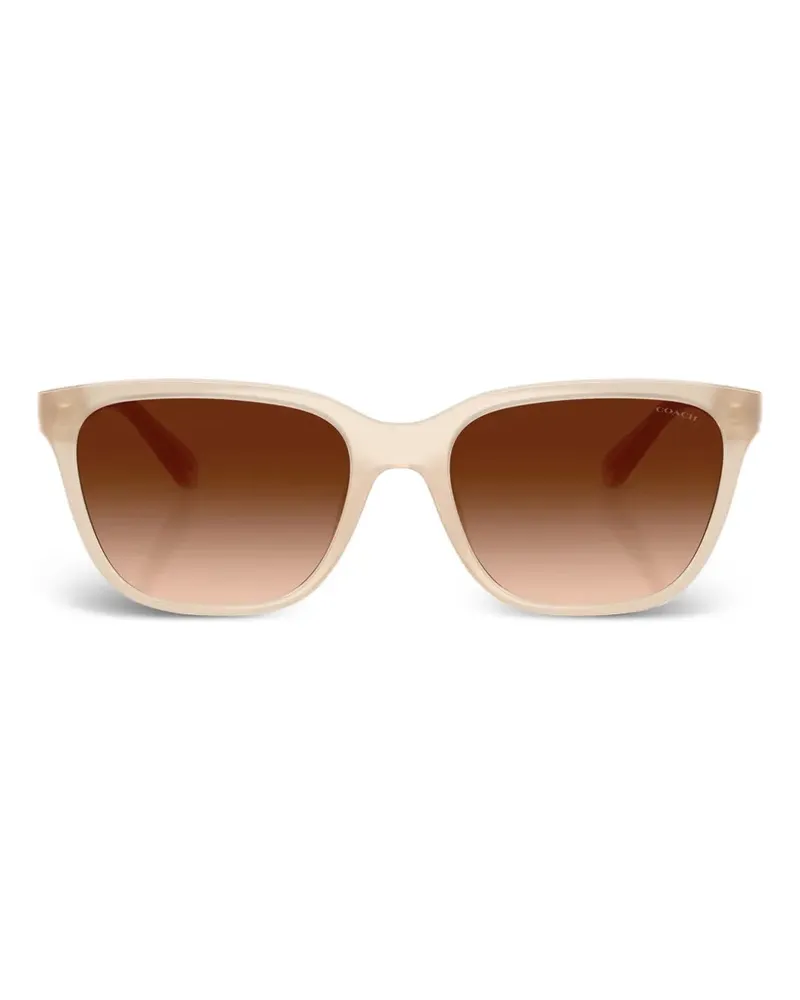 Coach logo-detail rectangle-frame sunglasses - Nude Nude