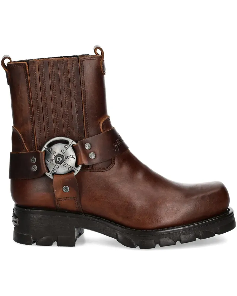 New Rock Stiefel mit Lederriemen 50mm - Braun Braun