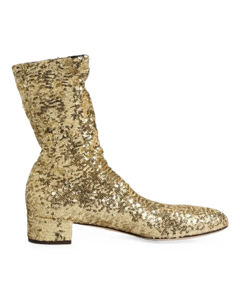 Dolce & Gabbana sequin-embellished ankle boots - Gold Gold