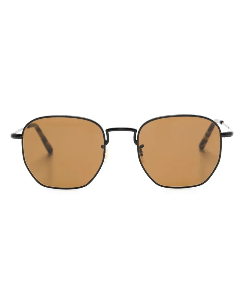 Oliver Peoples Sonnenbrille mit sechseckigem Gestell - Schwarz Schwarz
