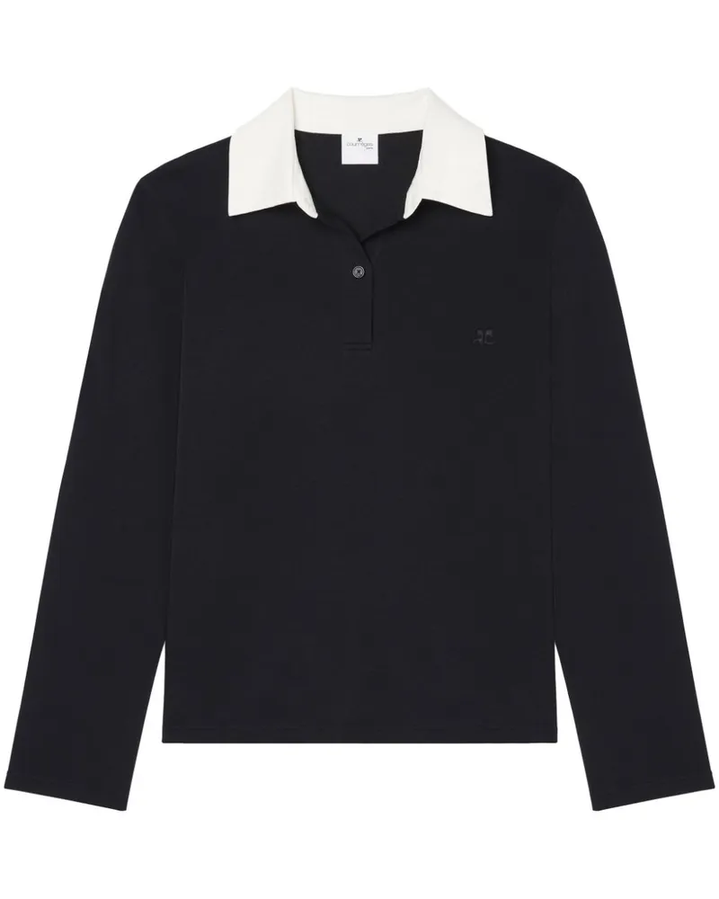 Courrèges Poloshirt mit Kontrastdetails - Schwarz Schwarz