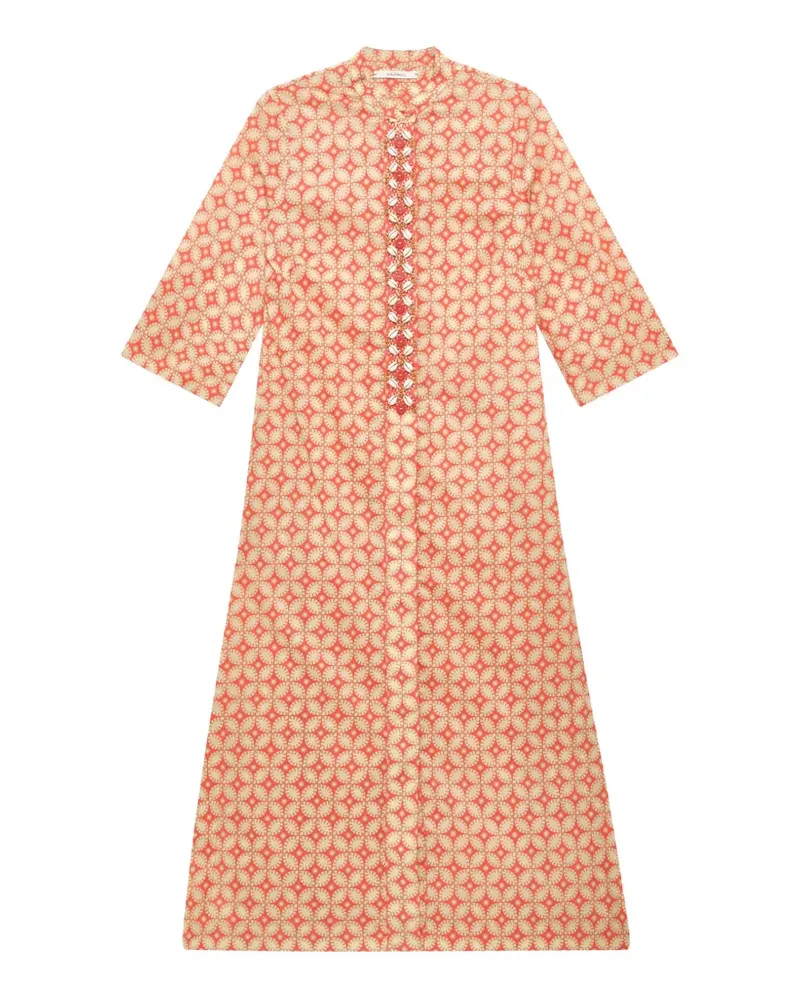 Maliparmi shell-embellished geometric-print kaftan - Orange Orange