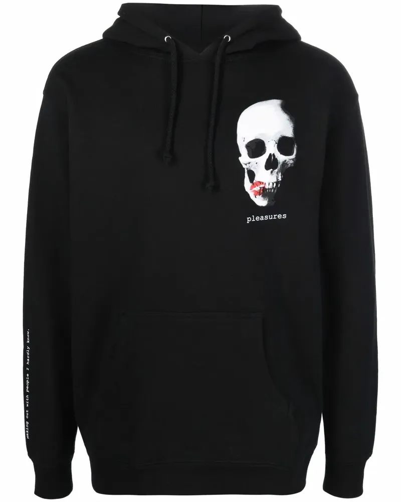 PLEASURES Hoodie mit Totenkopf-Print - Schwarz Schwarz