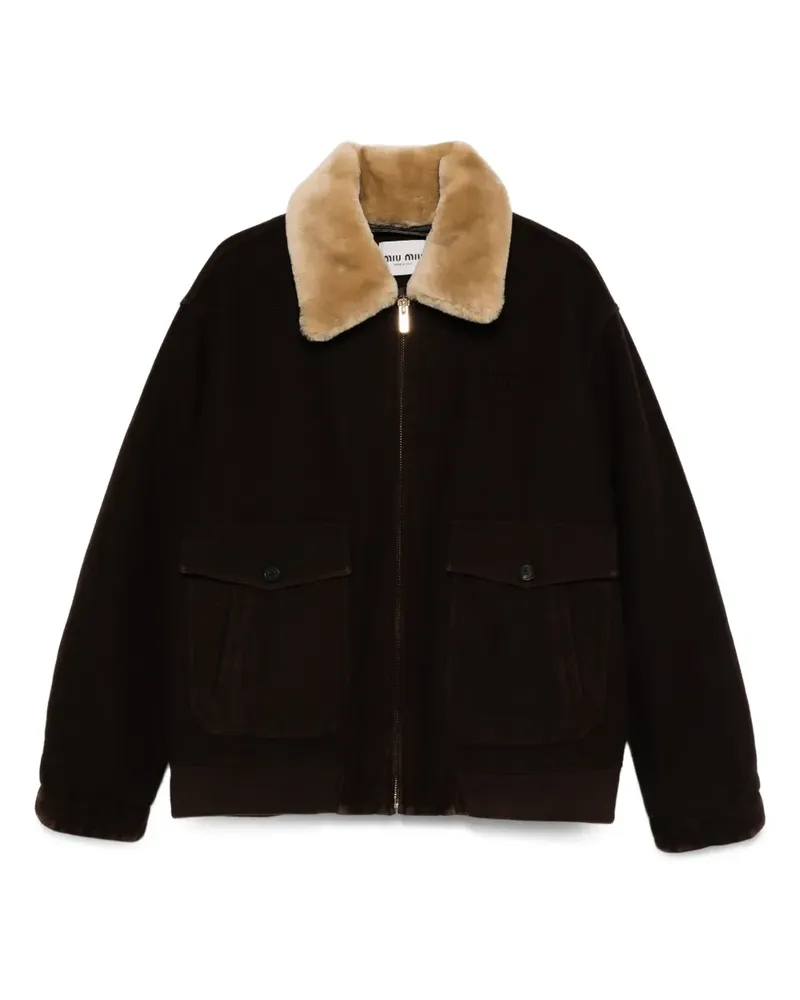 Miu Miu Jacke mit Kragen aus Faux Fur - Braun Braun