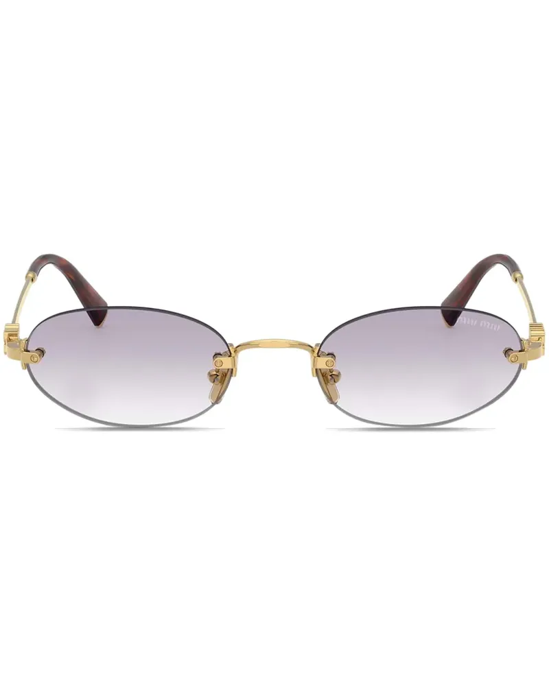 Miu Miu A54S Oval Sunglasses WMNS "Pale Gold - Clear Gradient Dark Grey Gold