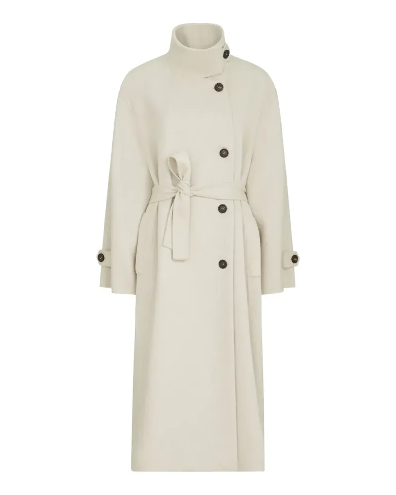 Brunello Cucinelli hand-crafted coat in cashmere-beaver double cloth with belt and Monili - Nude Nude