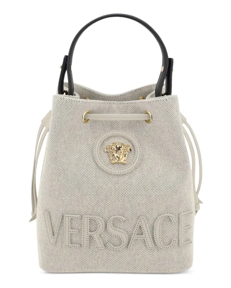 Versace La Medusa Beuteltasche aus Canvas - Nude Nude