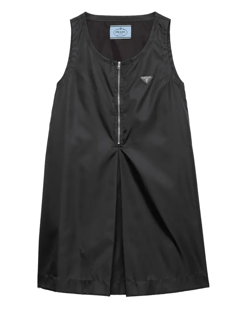 Prada Half-Zip-Minikleid mit Faltendetail - Schwarz Schwarz