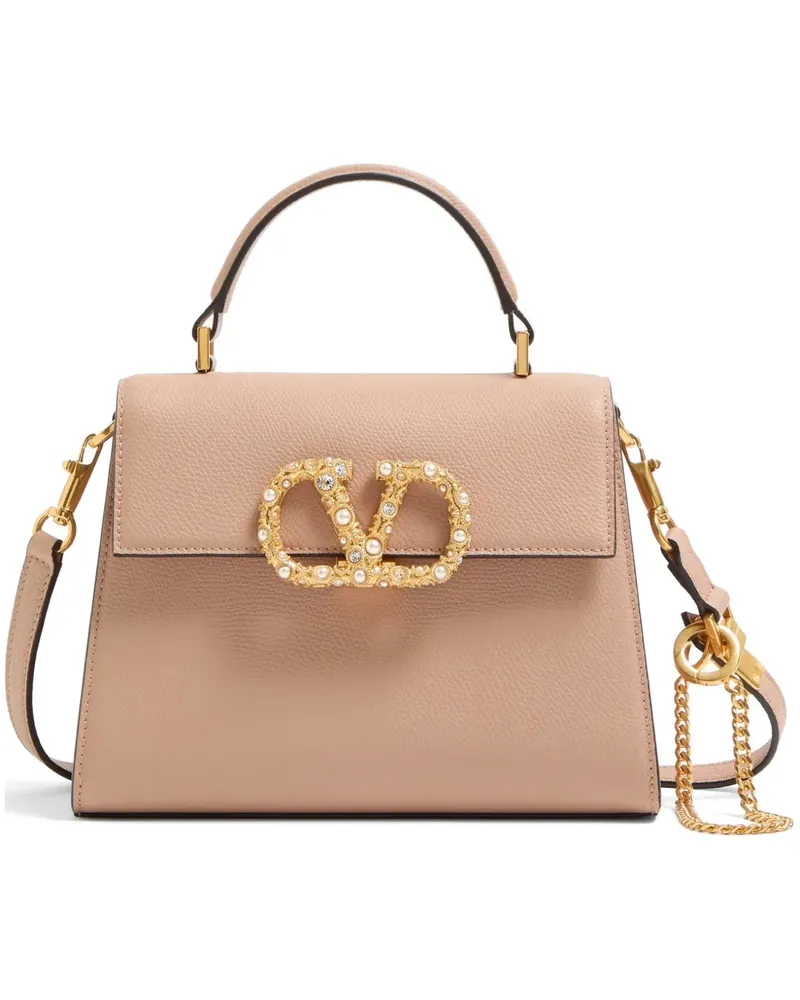 Valentino Garavani Kleine Vsling Handtasche aus gekörntem Kalbsleder mit Schmuck-Logo - Rosa Rosa