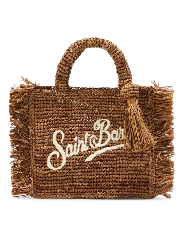 MC2 Saint Barth Mini Tote Bag aus Raffiabast mit Fransen - Braun Braun