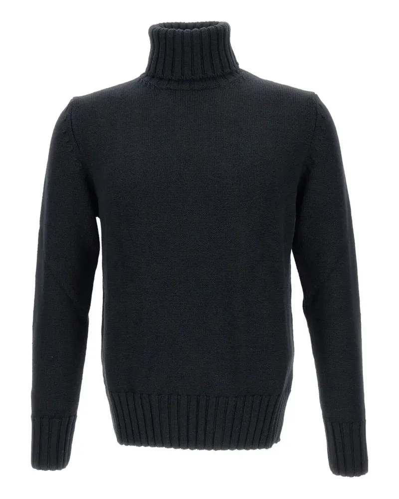 Customer Lovers Gerippter Rollkragenpullover - Schwarz Schwarz