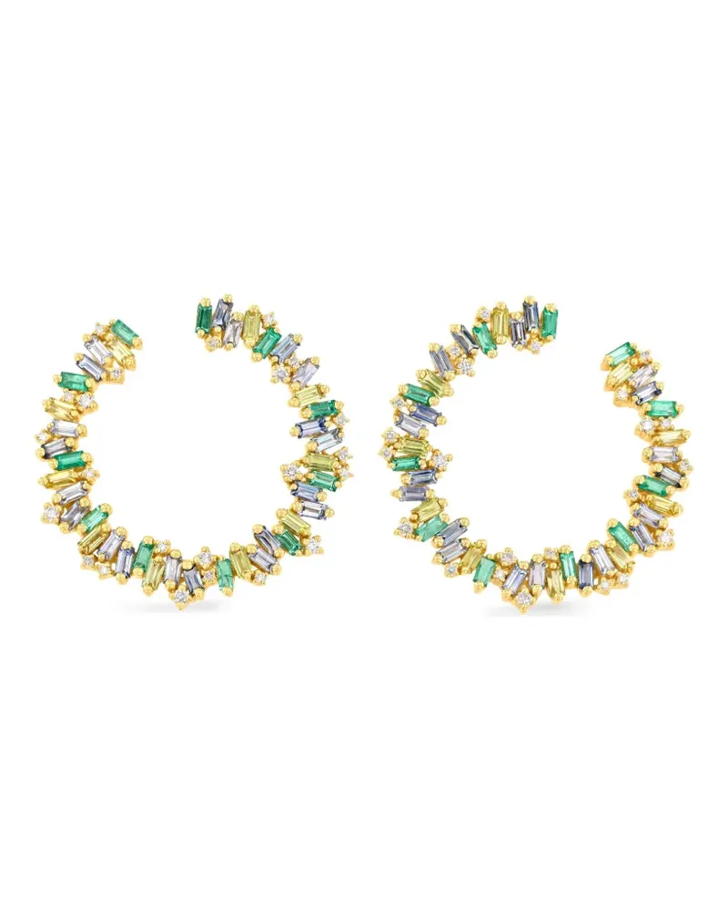Suzanne Kalan 18kt Sideways Gelbgoldohrringe mit Saphir und Diamant Gold