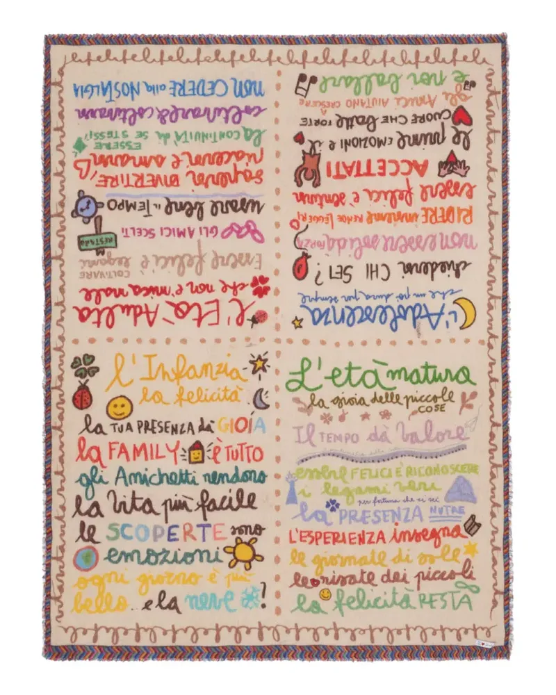 Faliero Sarti x Short Love Message La Family graphic-print fringed scarf - Nude Nude