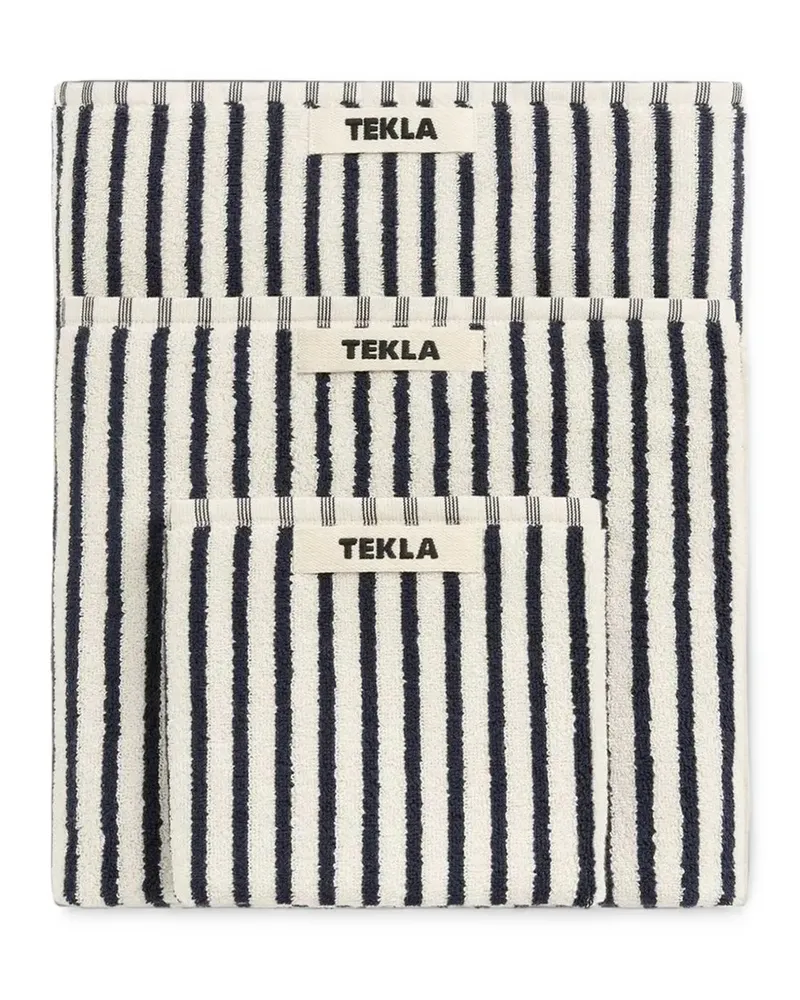 TEKLA Gestreiftes Frottee-Handtuch (5er-Set) - Weiß Weiß
