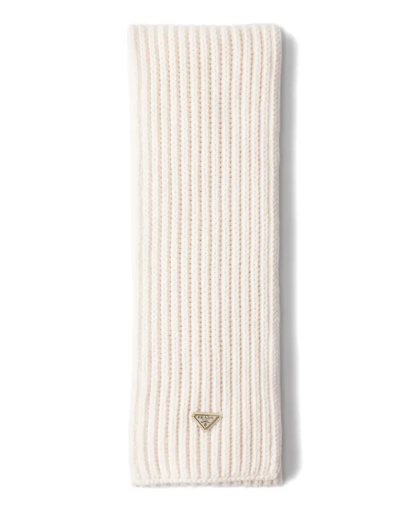 Prada Gerippter Schal mit emailliertem Triangel-Detail - Nude Nude