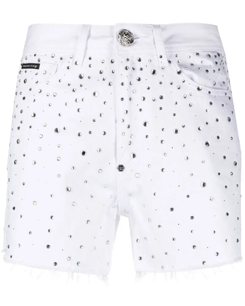Philipp Plein Jeans-Shorts mit Kristallen - Weiß Weiß