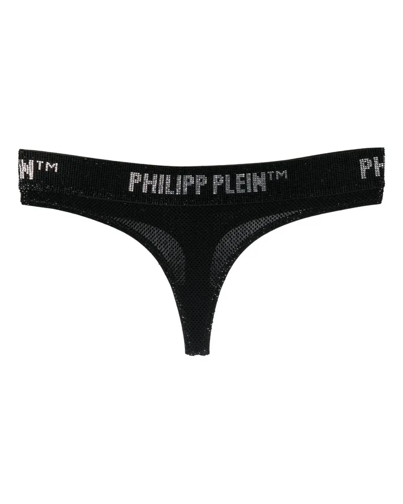Philipp Plein String mit Kristallen - Schwarz Schwarz