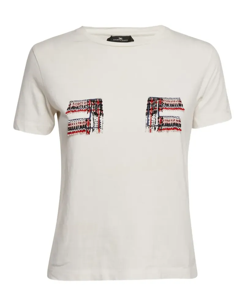 Elisabetta Franchi T-Shirt mit Stickerei - Weiß Weiß
