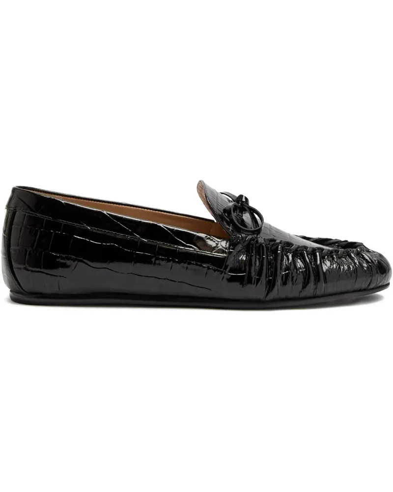 Stuart Weitzman Britt Bow crocodile-effect loafers - Schwarz Schwarz