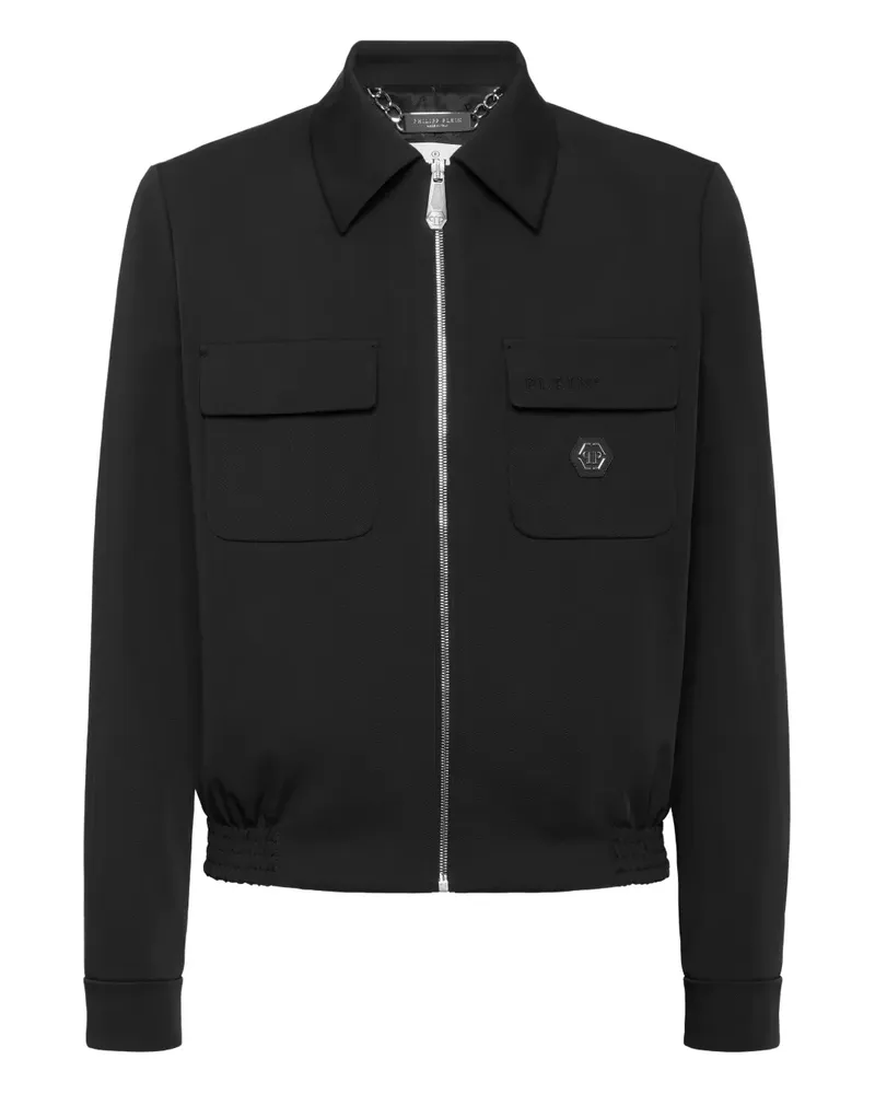 Philipp Plein Jacke mit Logo-Schild - Schwarz Schwarz