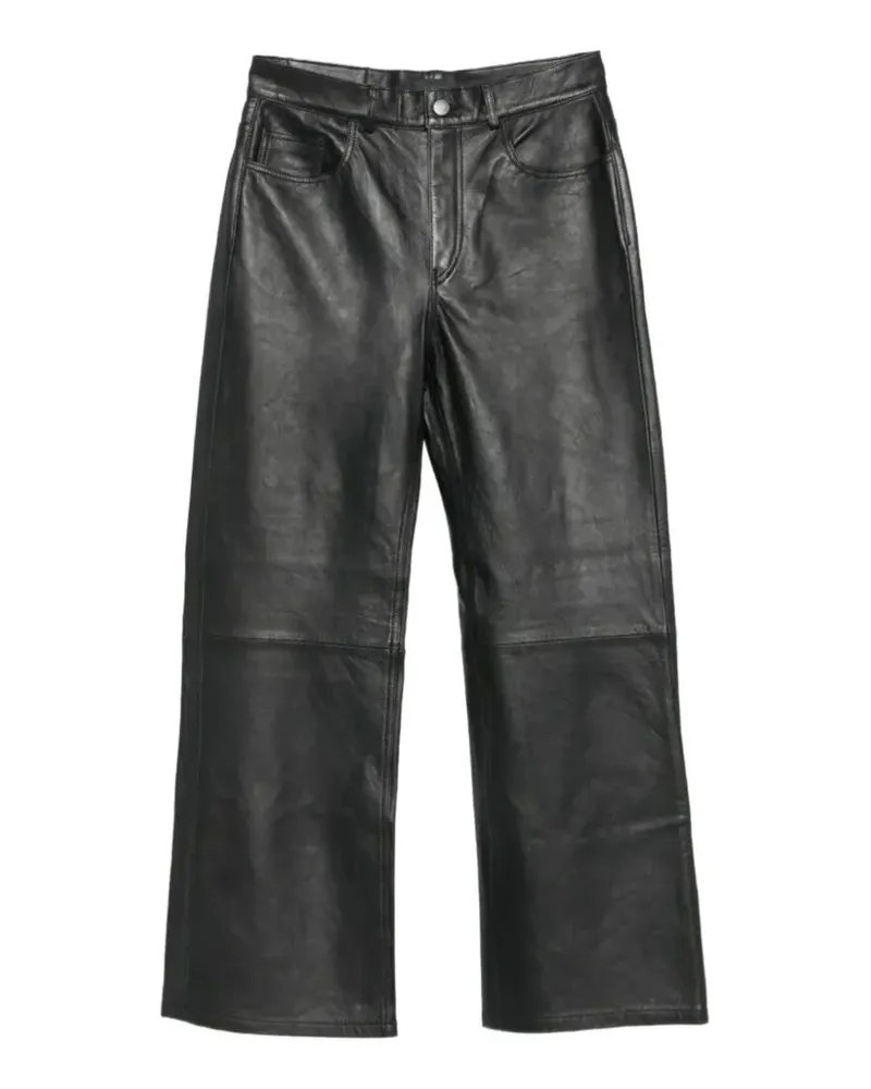 Haikure Lederhose mit weitem Bein - Schwarz Schwarz
