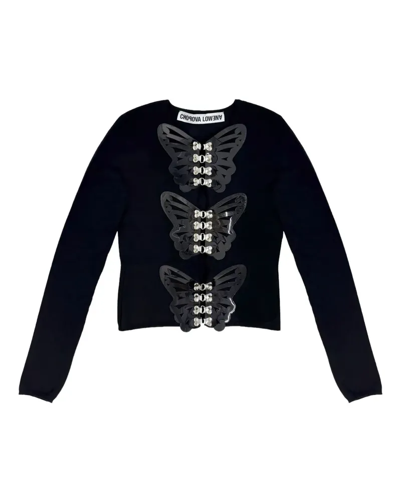 CHOPOVA LOWENA Butterfly embellished cardigan - Schwarz Schwarz