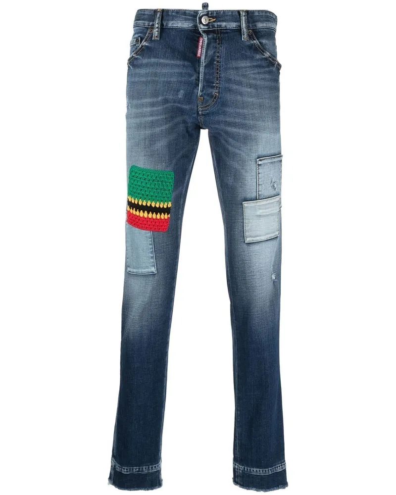 Dsquared2 Slim-Fit-Jeans mit Patchwork-Detail - Blau Blau