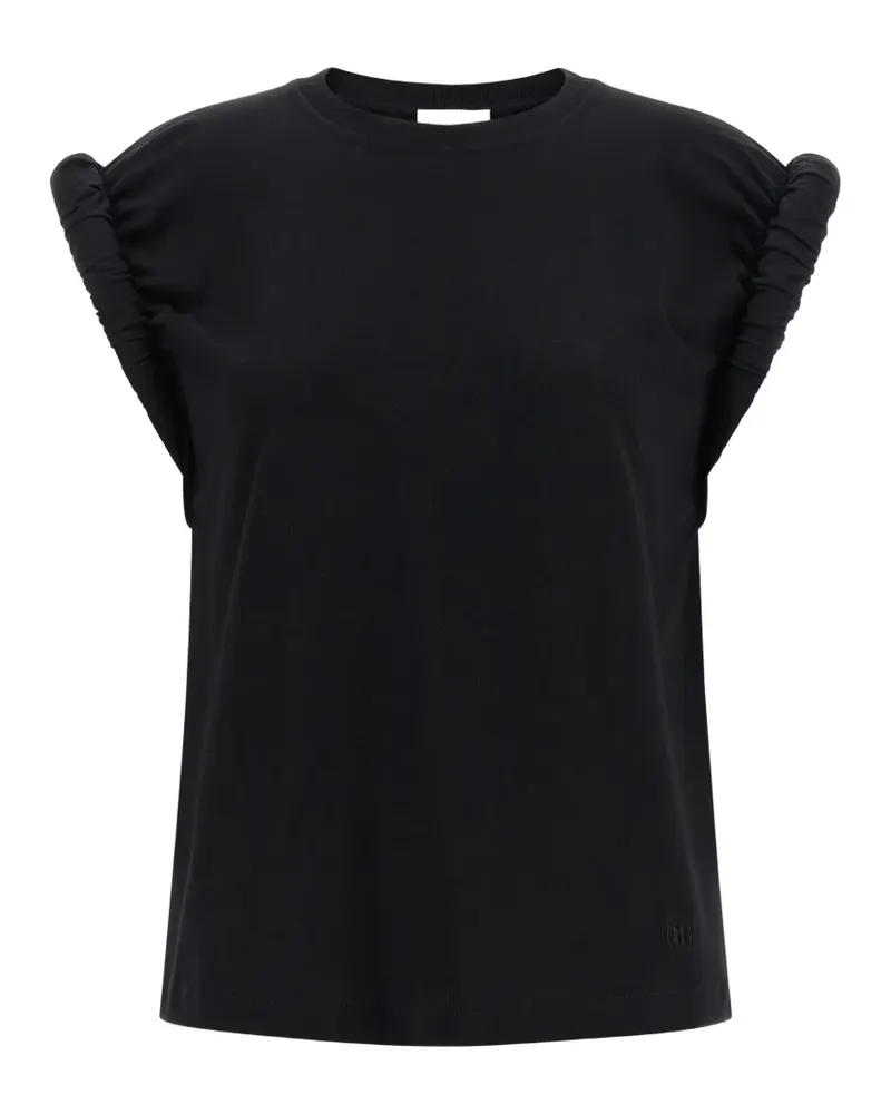 NUDE Curled logo-embroidered curled sleeve T-shirt - Schwarz Schwarz