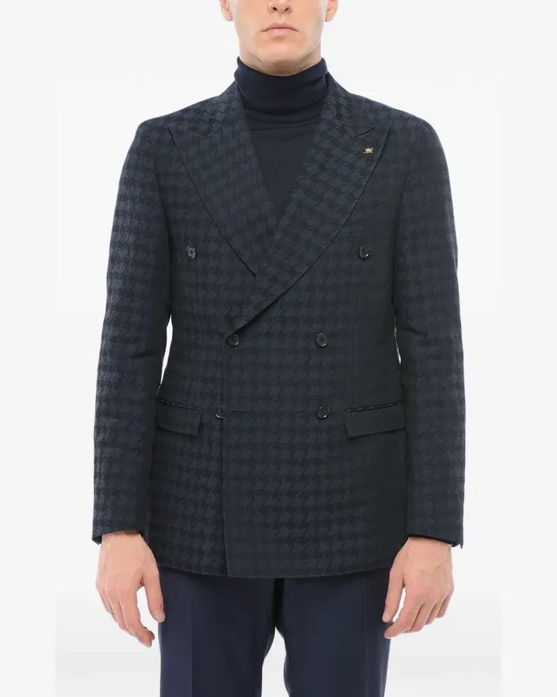 Corneliani houndstooth double-breasted blazer - Blau Blau