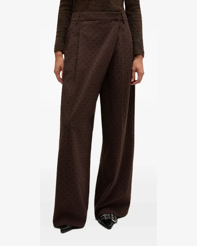 Ganni Hose mit Flock-Karo - Braun Braun