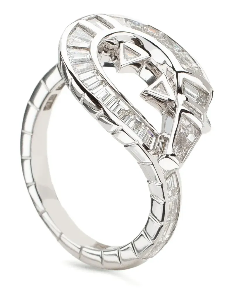 Bibi van der Velden 18K white gold Alligator Twist diamond ring - Silber Silber