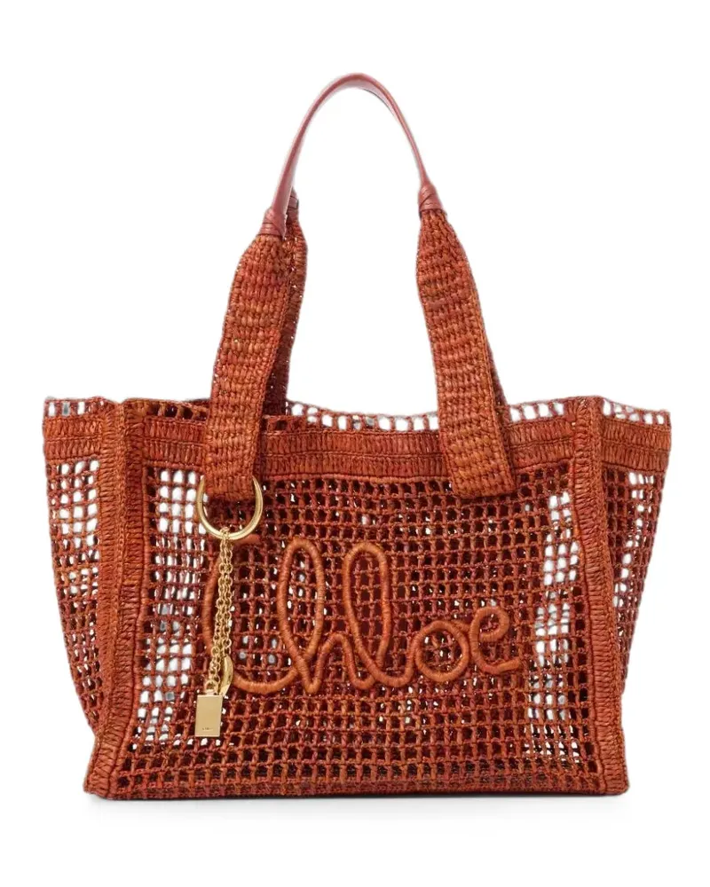 Chloé Summer Banana raffia tote bag - Braun Braun
