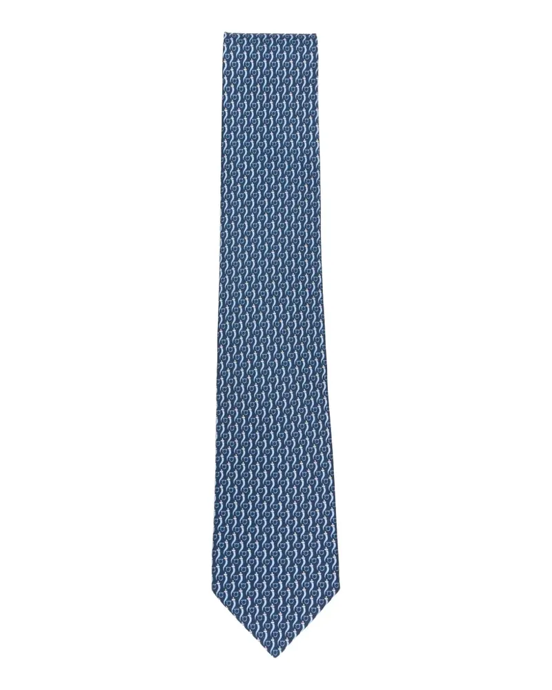 Ferragamo Krawatte mit Gancini-Print - Blau Blau