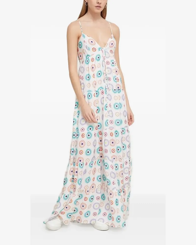 Desigual Gestuftes Maxikleid mit grafischem Print - Weiß Weiß