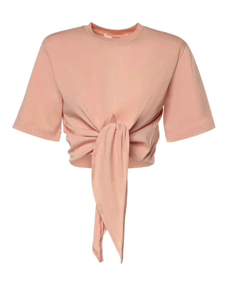 NINEMINUTES knot-detail cropped t-shirt - Rosa Rosa