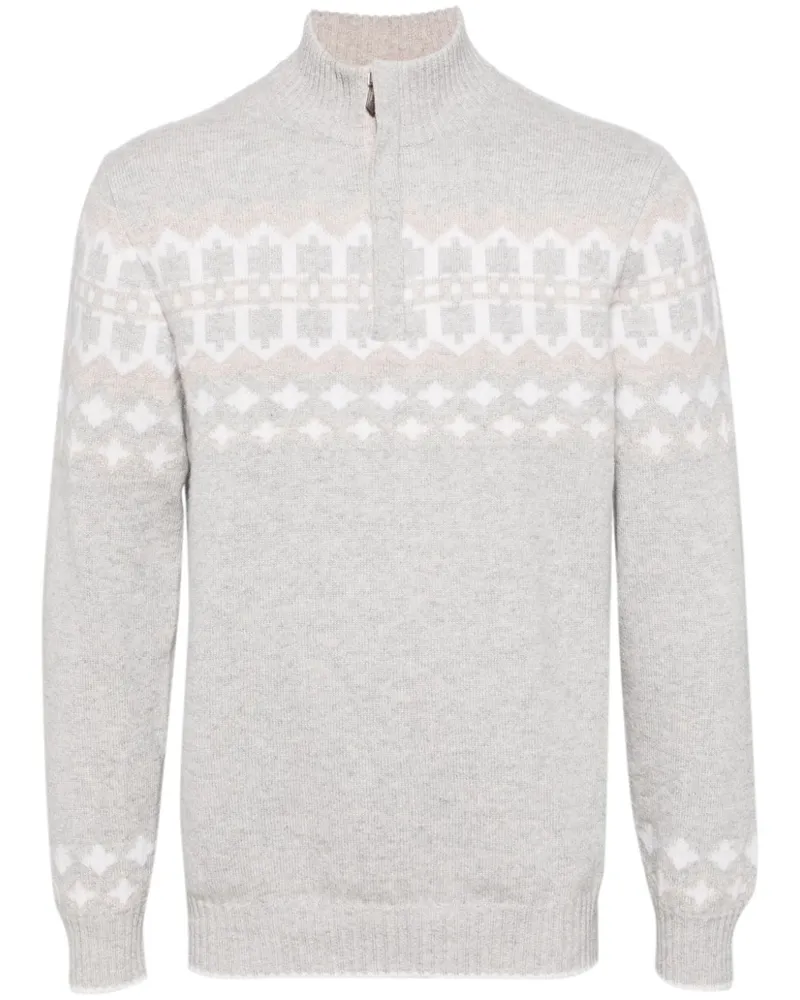 N.Peal Kaschmirpullover mit Jacquard - Grau Grau