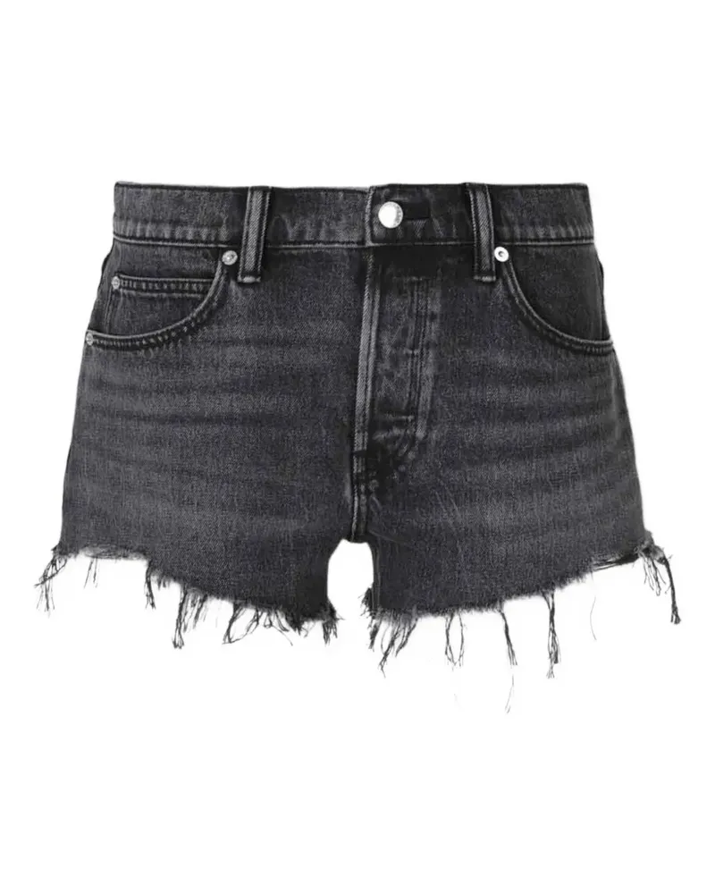 Alexander Wang rhinestone-logo frayed-hem shorts - Schwarz Schwarz