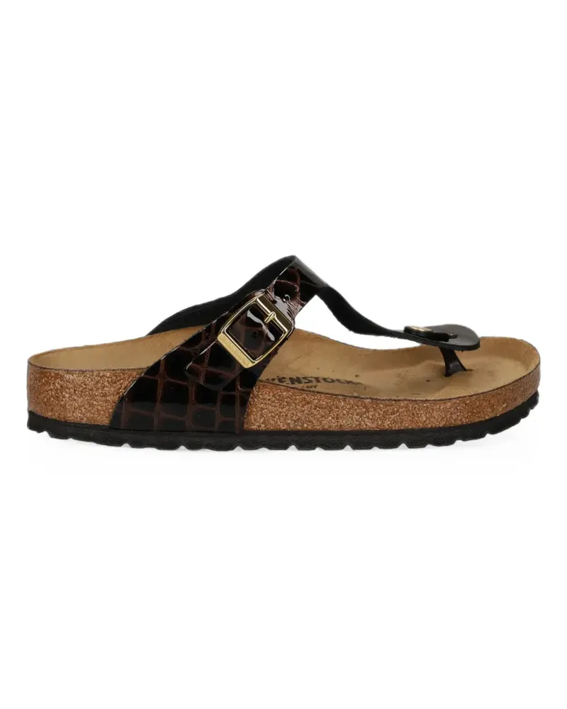 Birkenstock Gizeh Sandalen aus Leder mit Kroko-Effekt - Braun Braun