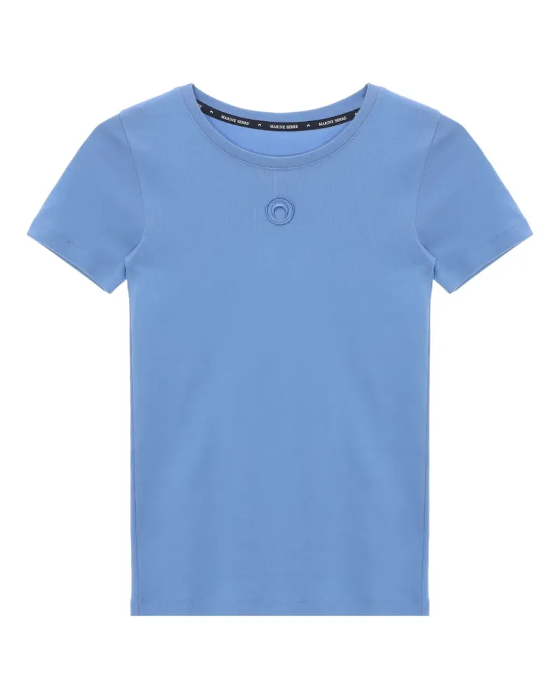 Marine Serre moon-logo ribbed T-shirt - Blau Blau